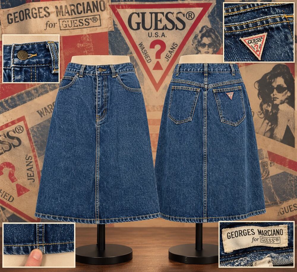 Vintage 80s Georges Marciano for GUESS Denim Skirt Style 10501 Size 27